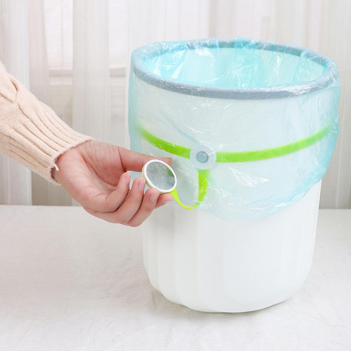 Trash Can Bag Buckle Bands Waste Basket Garbage Bin Clamps Clips Pink