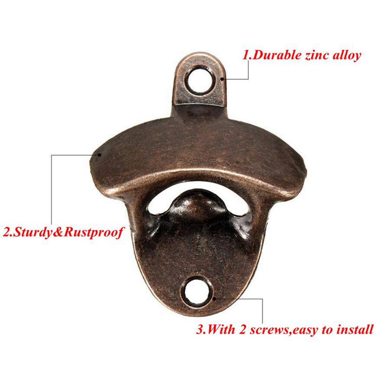 10pcs Wall Mounted Bottle Opener Bar Accessories Beer Opener for Home Bar Antique Copper