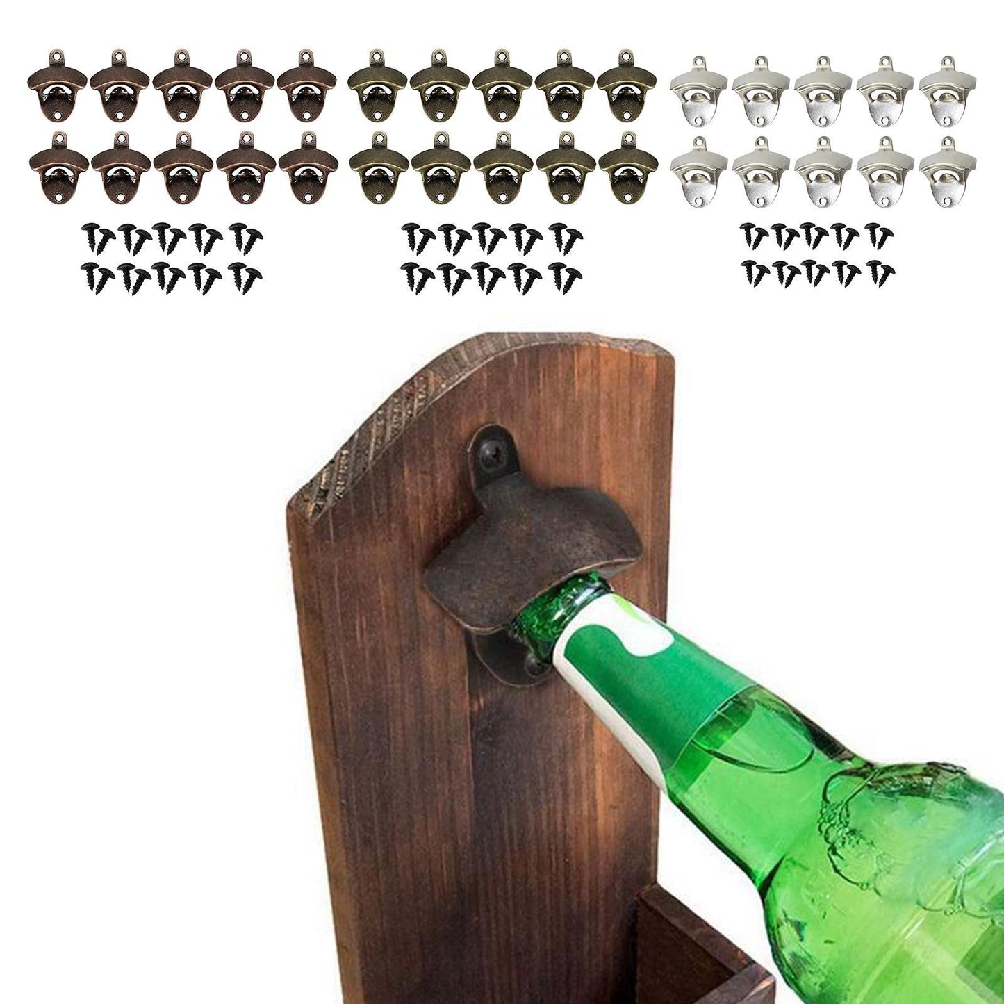 10pcs Wall Mounted Bottle Opener Bar Accessories Beer Opener for Home Bar Antique Copper