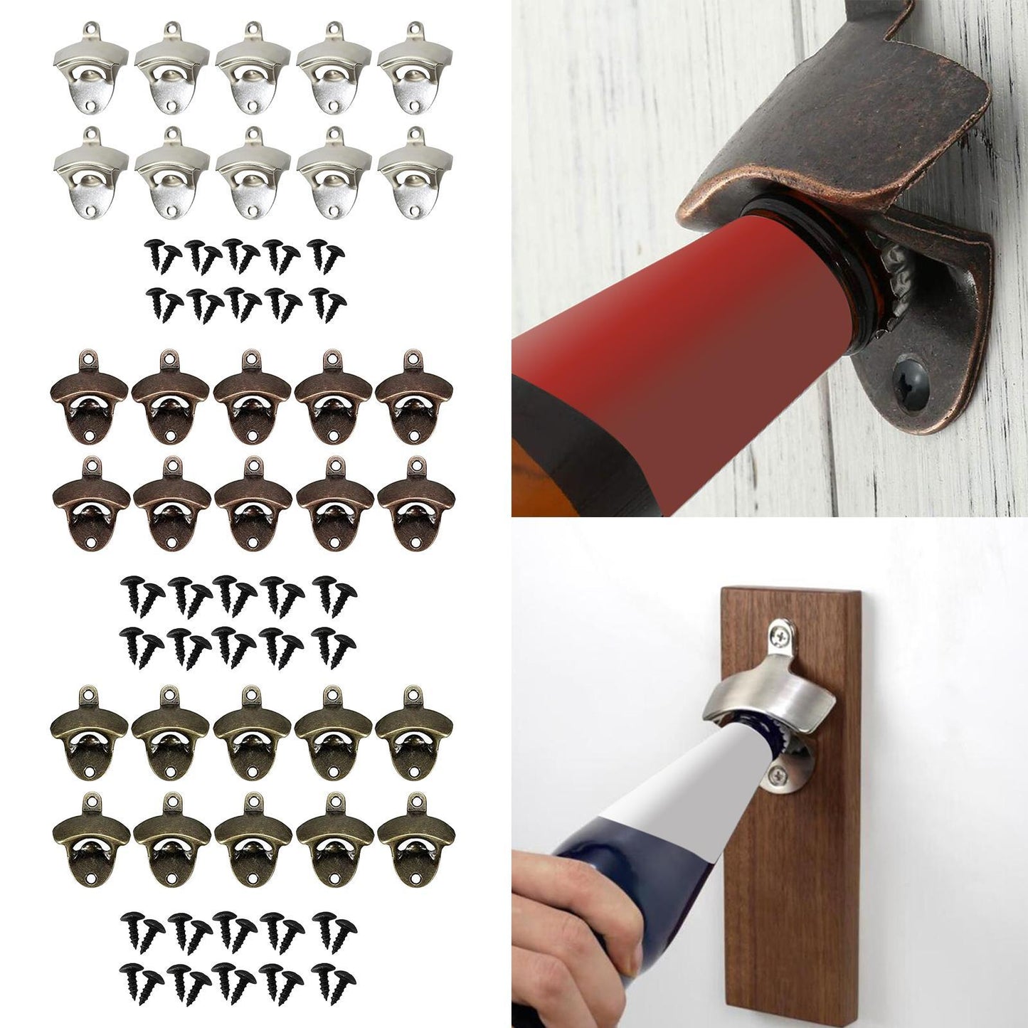 10pcs Wall Mounted Bottle Opener Bar Accessories Beer Opener for Home Bar Antique Copper