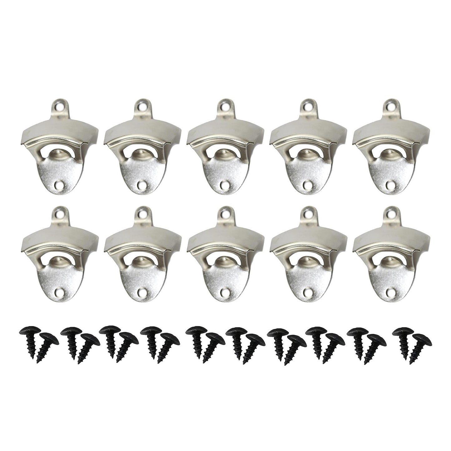 10pcs Wall Mounted Bottle Opener Bar Accessories Beer Opener for Home Bar Silver