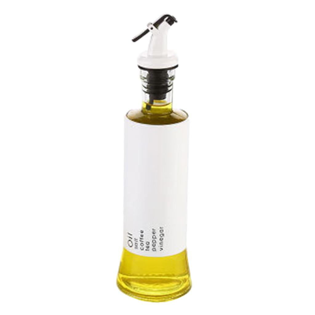 Oil Dispenser Bottle 10oz Glass Decanter for Kitchen BBQ Baking Grilling white