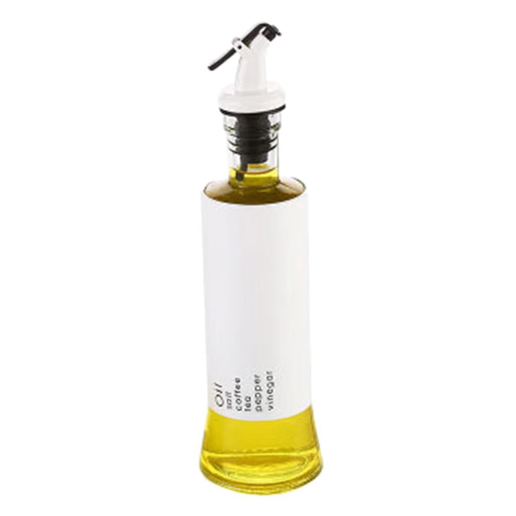 Oil Dispenser Bottle 10oz Glass Decanter for Kitchen BBQ Baking Grilling white