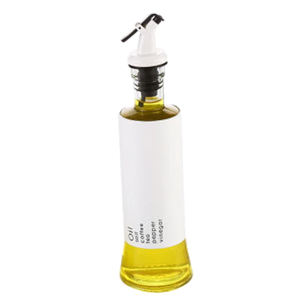 Oil Dispenser Bottle 10oz Glass Decanter for Kitchen BBQ Baking Grilling white