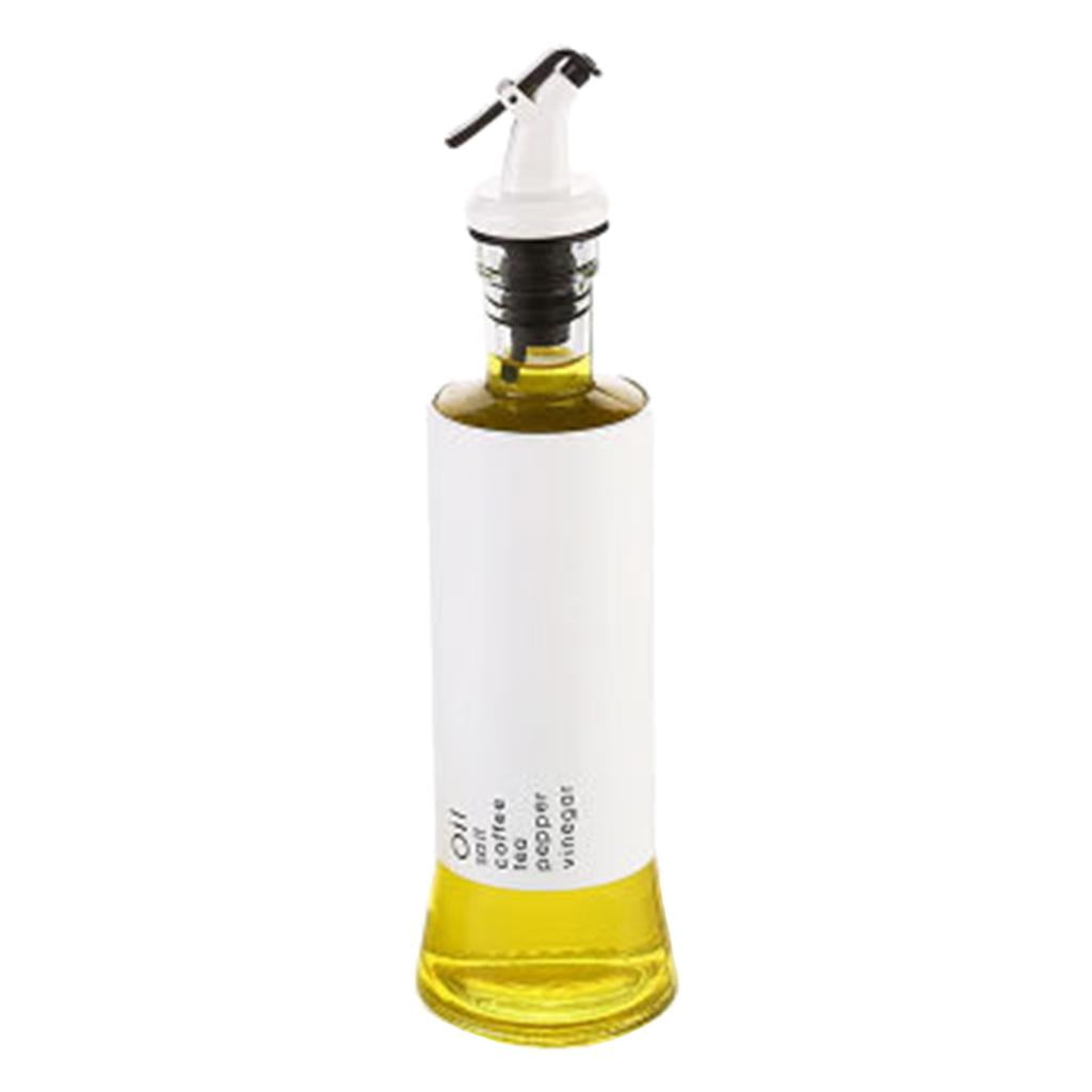 Oil Dispenser Bottle 10oz Glass Decanter for Kitchen BBQ Baking Grilling white