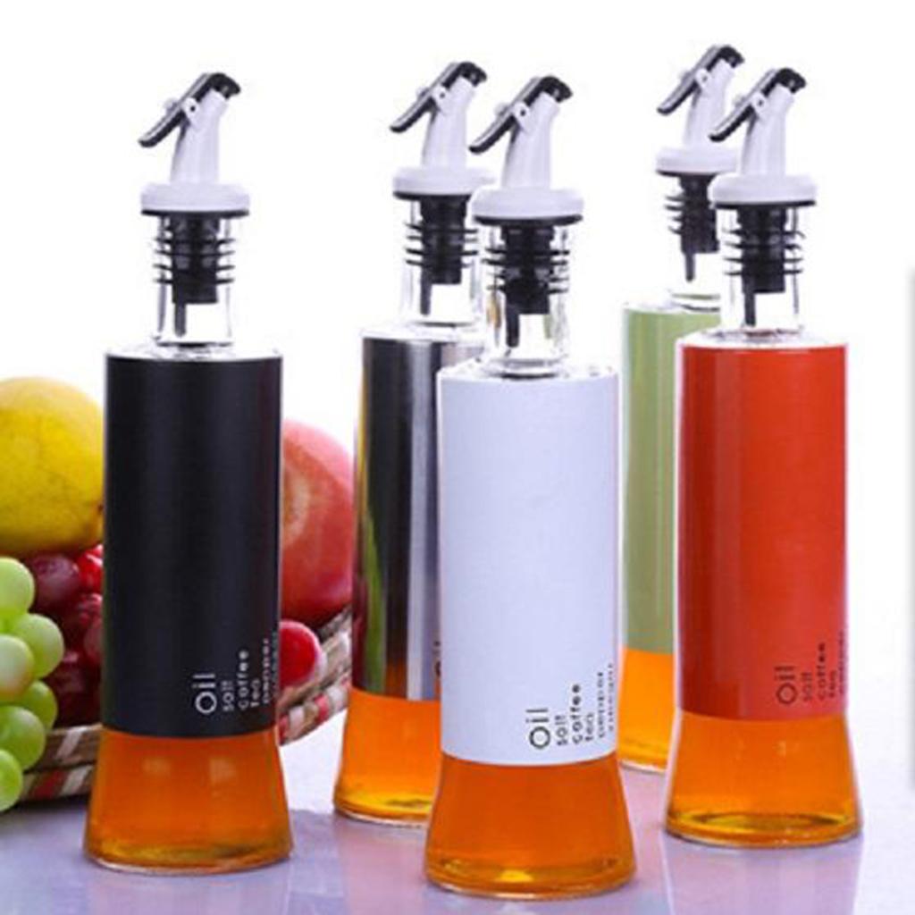 Oil Dispenser Bottle 10oz Glass Decanter for Kitchen BBQ Baking Grilling white