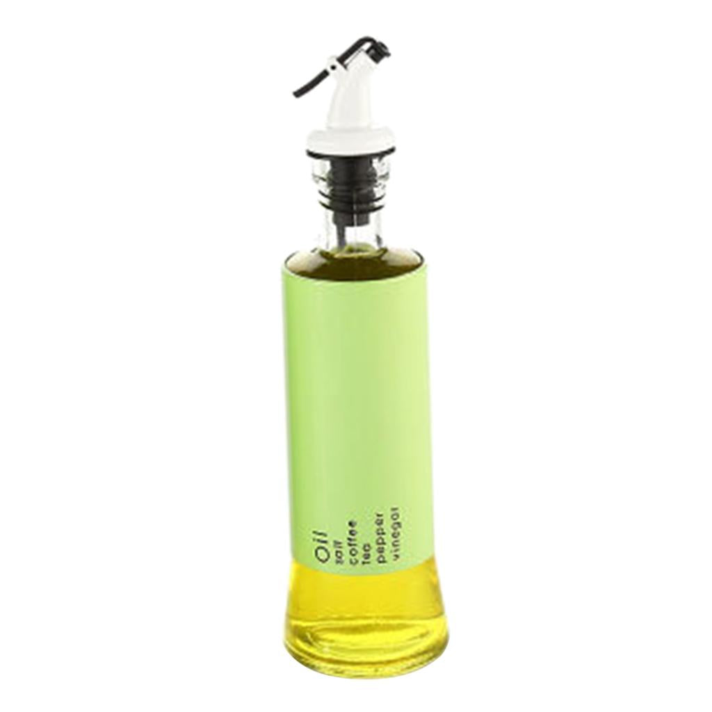Oil Dispenser Bottle 10oz Glass Decanter for Kitchen BBQ Baking Grilling green