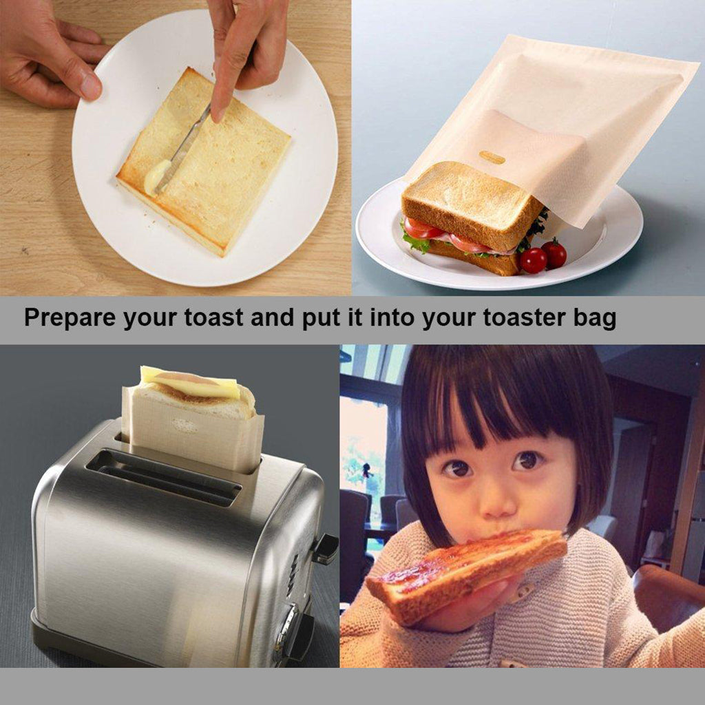 5x Non-Stick Heat Resistant Sandwich Toaster Bags Safe Reusable Pastry Bags 16x18cm