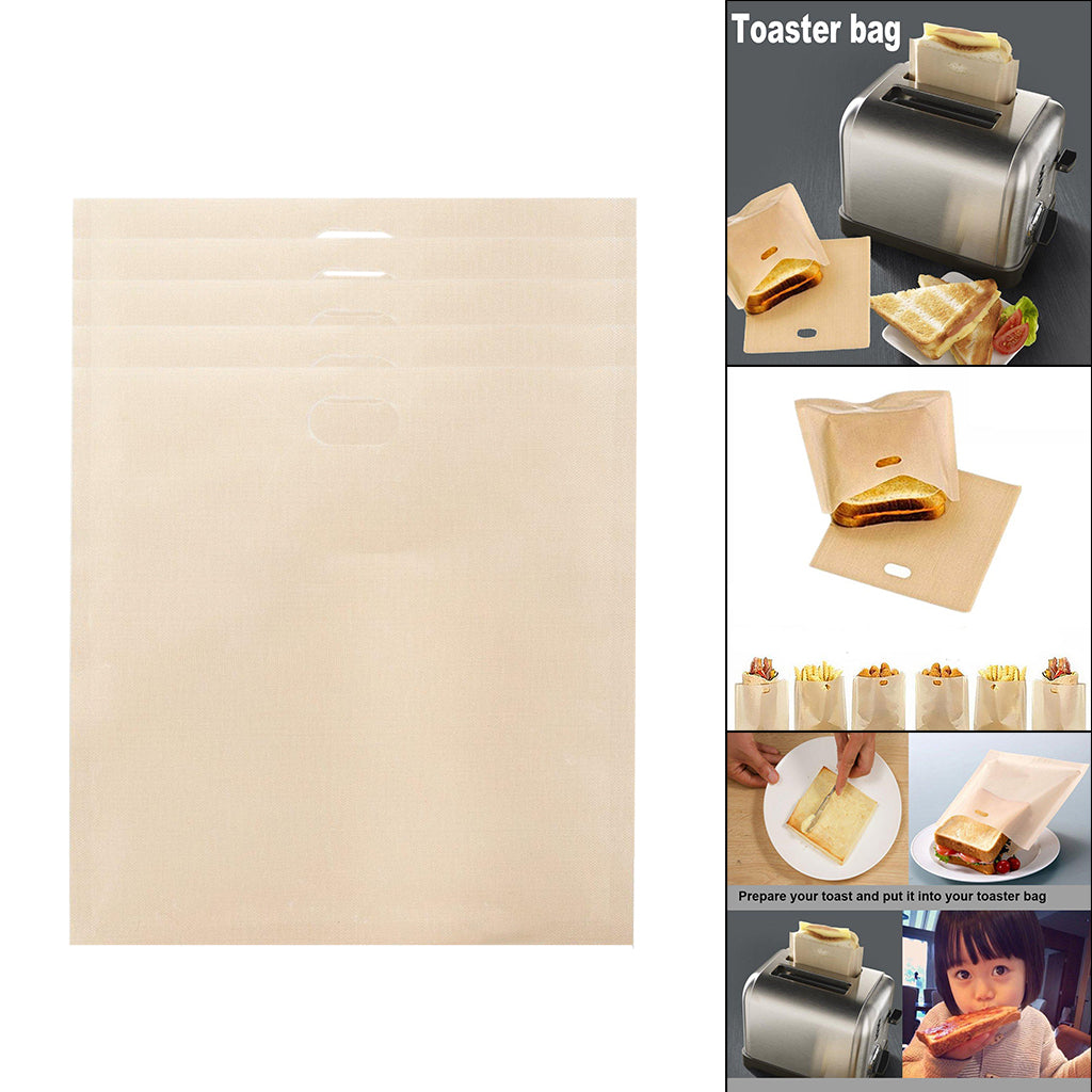 5x Non-Stick Heat Resistant Sandwich Toaster Bags Safe Reusable Pastry Bags 17x19cm