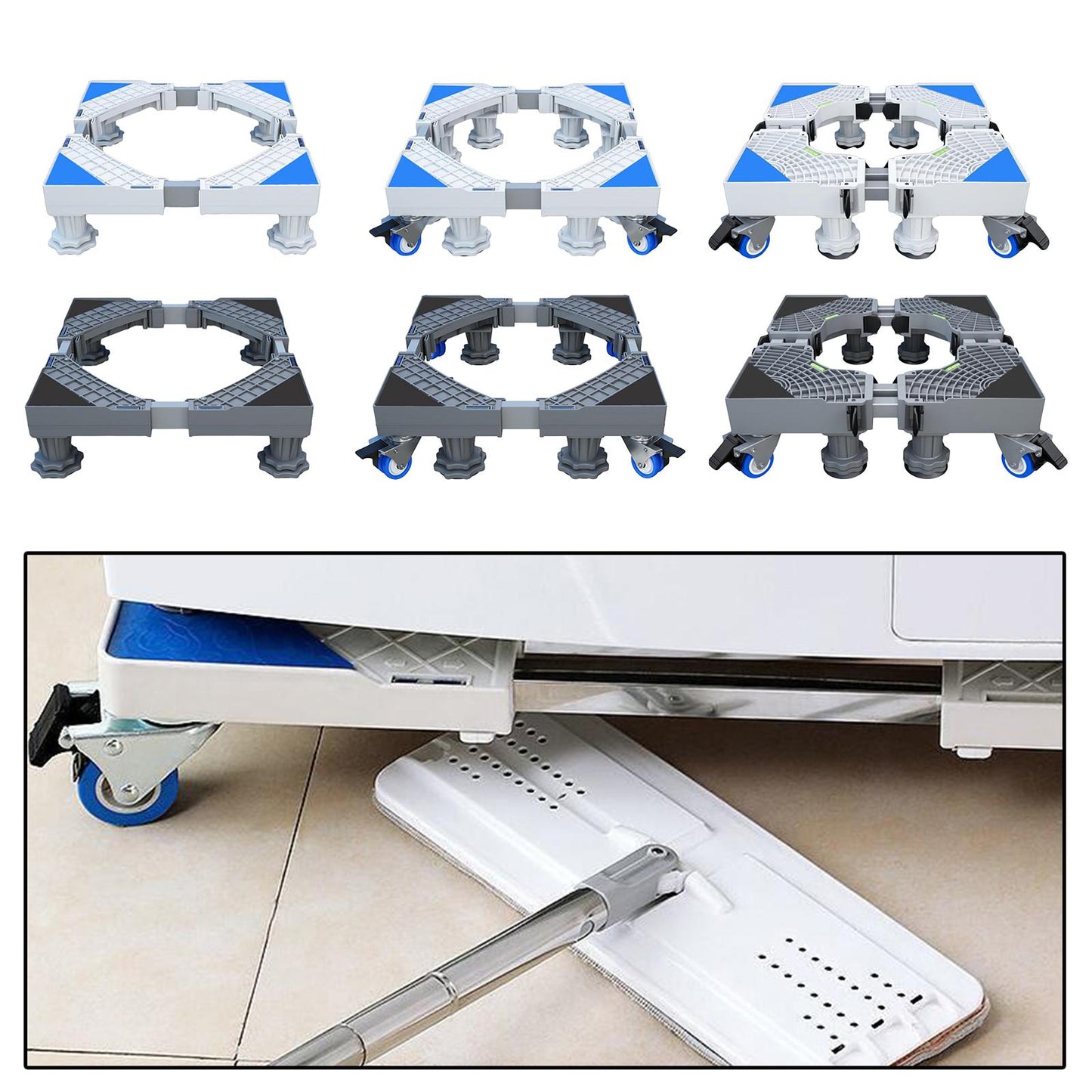 Adjustable Washing Machine Stand Stable Fridge Base Support 4 Strong Feet Gray