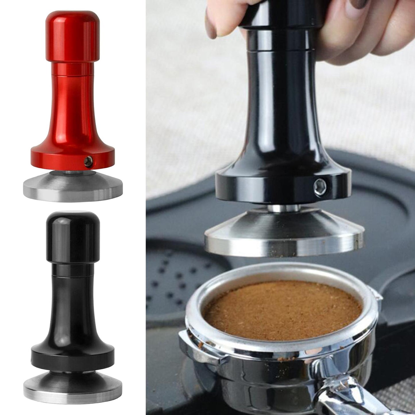 Professional Espresso Coffee Tamper Stainless Steel for Coffee Beans Powder Black 58mm