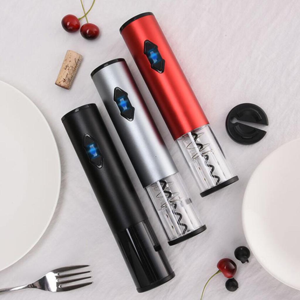 Electric Wine Opener Automatic Cordless Corkscrew Bottle Tool Battery Power Red