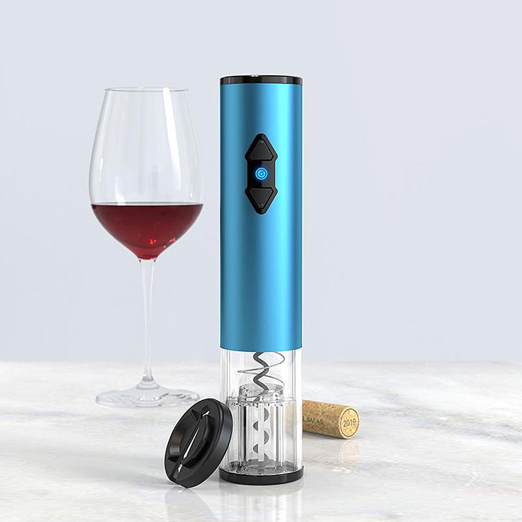 Electric Wine Opener Automatic Cordless Corkscrew Bottle Tool Battery Power Blue