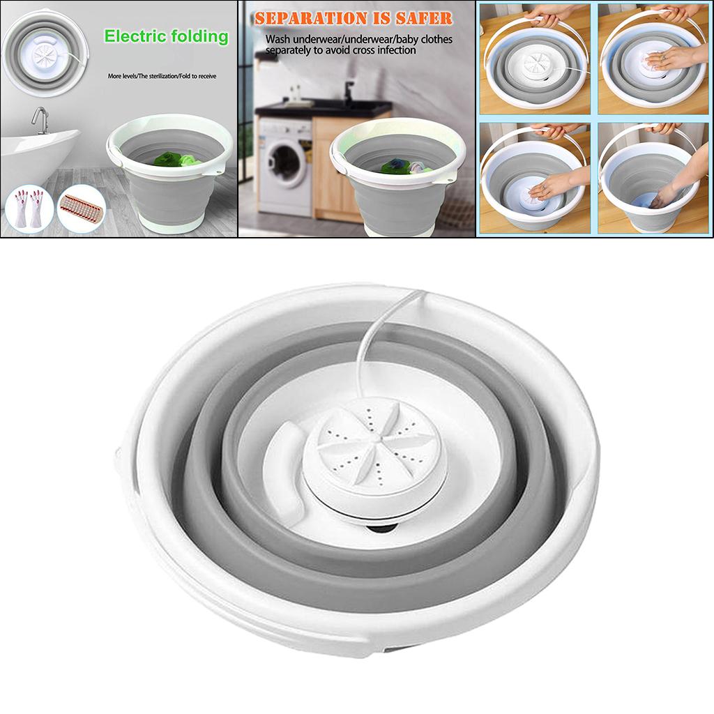 Folding Washing Machine Ultrasonic Washer USB Powered for Camping Socks 2 in 1 gray
