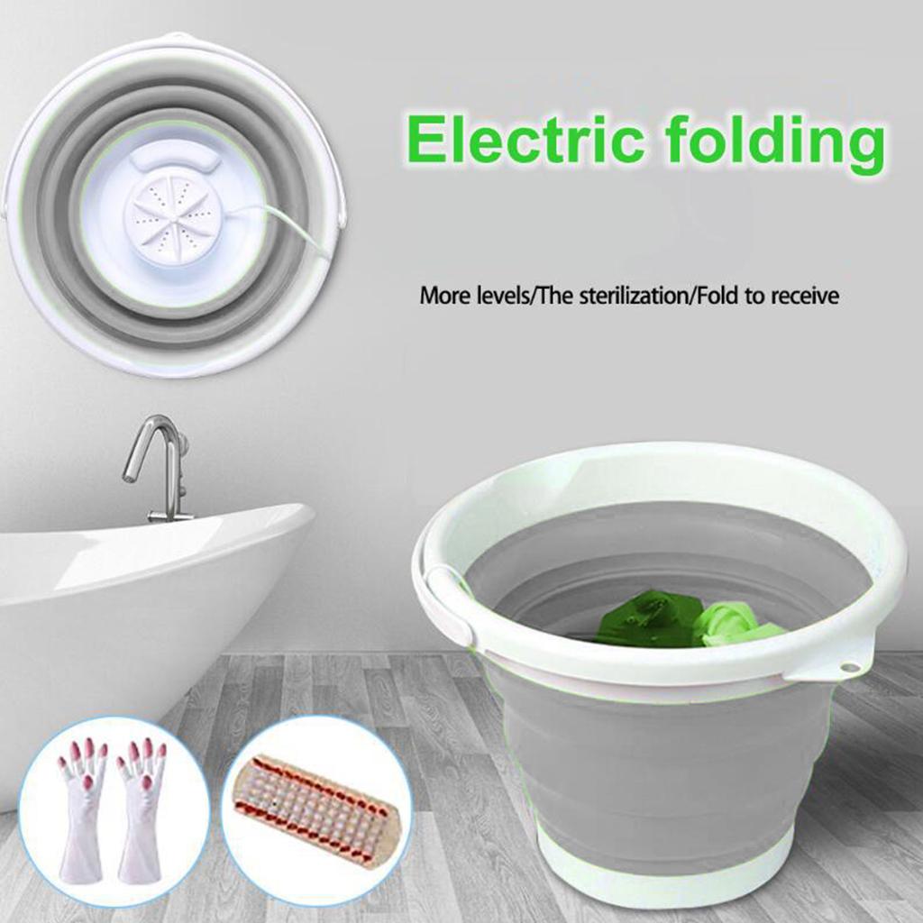 Folding Washing Machine Ultrasonic Washer USB Powered for Camping Socks 2 in 1 gray