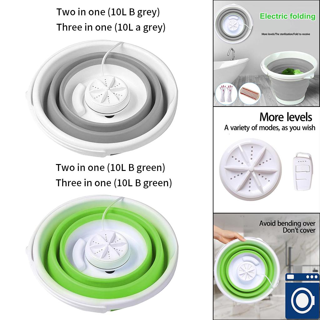 Folding Washing Machine Ultrasonic Washer USB Powered for Camping Socks 2 in 1 gray
