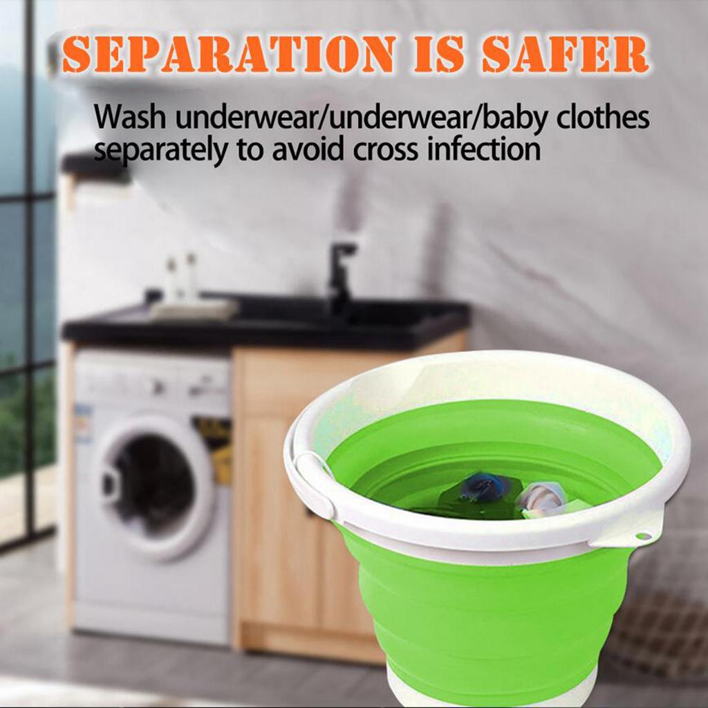 Folding Washing Machine Ultrasonic Washer USB Powered for Camping Socks 2 in 1 green