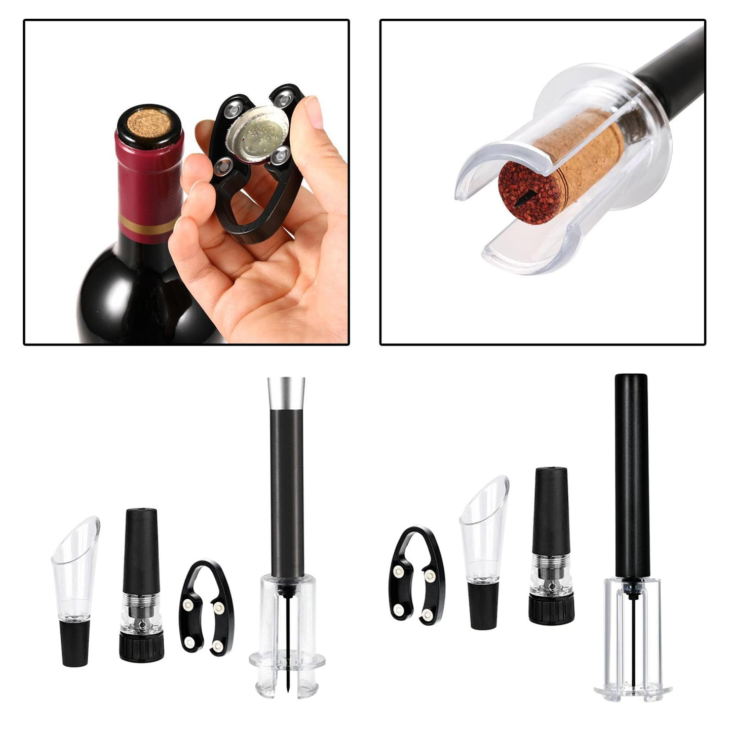 Air Pressure Wine Opener Bottle Opener Vacuum Corkscrew Kit Kitchen Style 1