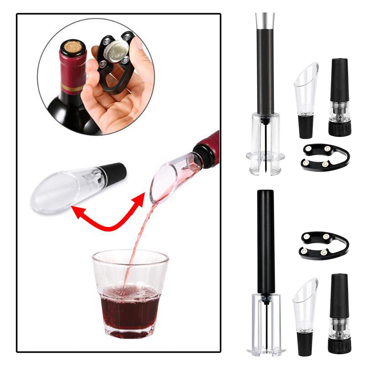 Air Pressure Wine Opener Bottle Opener Vacuum Corkscrew Kit Kitchen Style 1