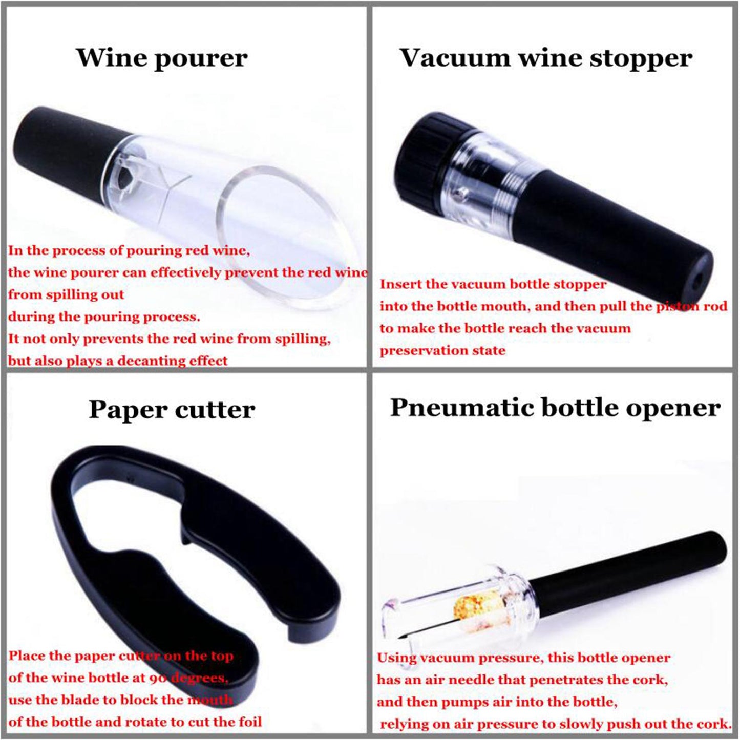 Air Pressure Wine Opener Bottle Opener Vacuum Corkscrew Kit Kitchen Style 2