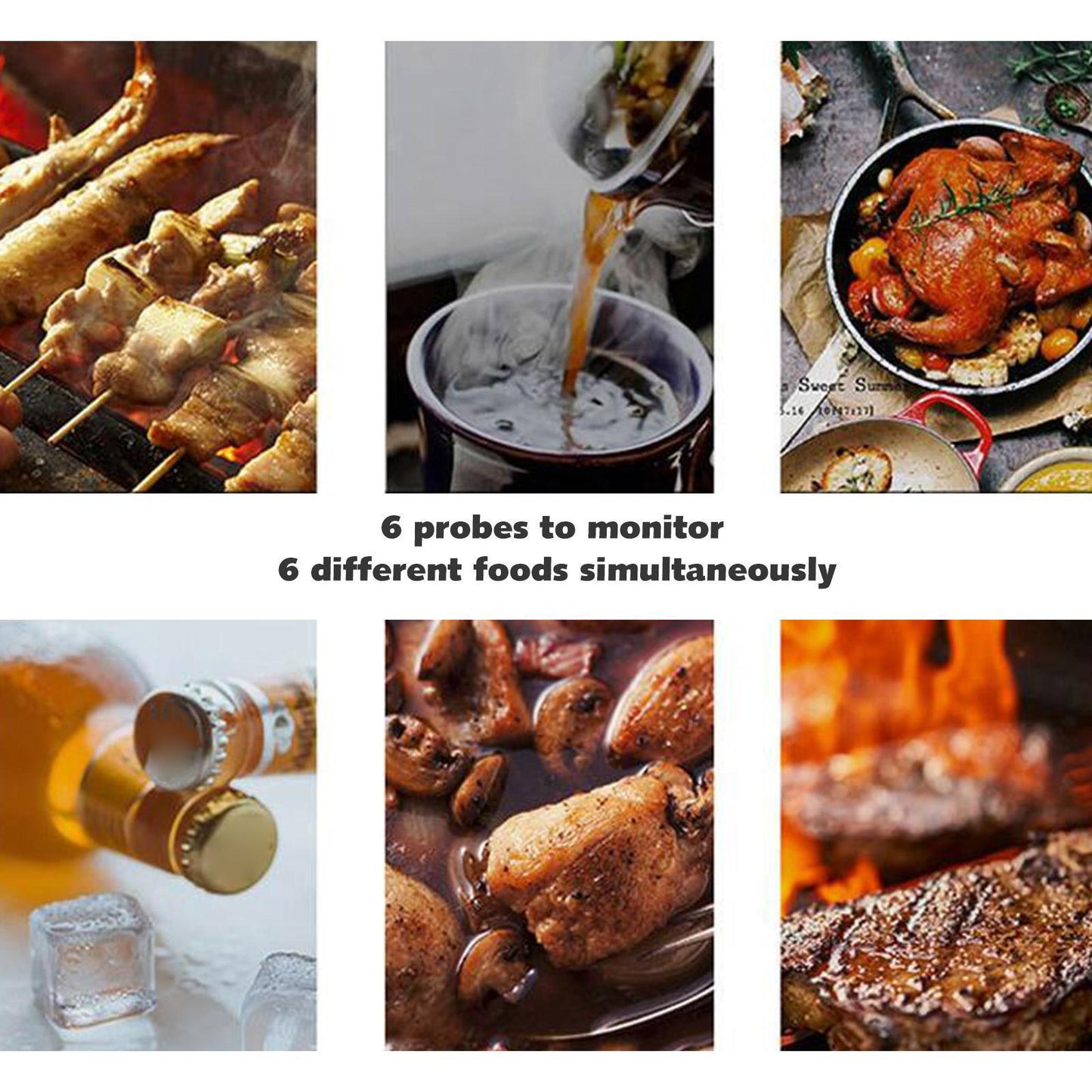 Digital Instant Read Meat Thermometer Cooking Wireless Bluetooth Thermometer 4 Probes