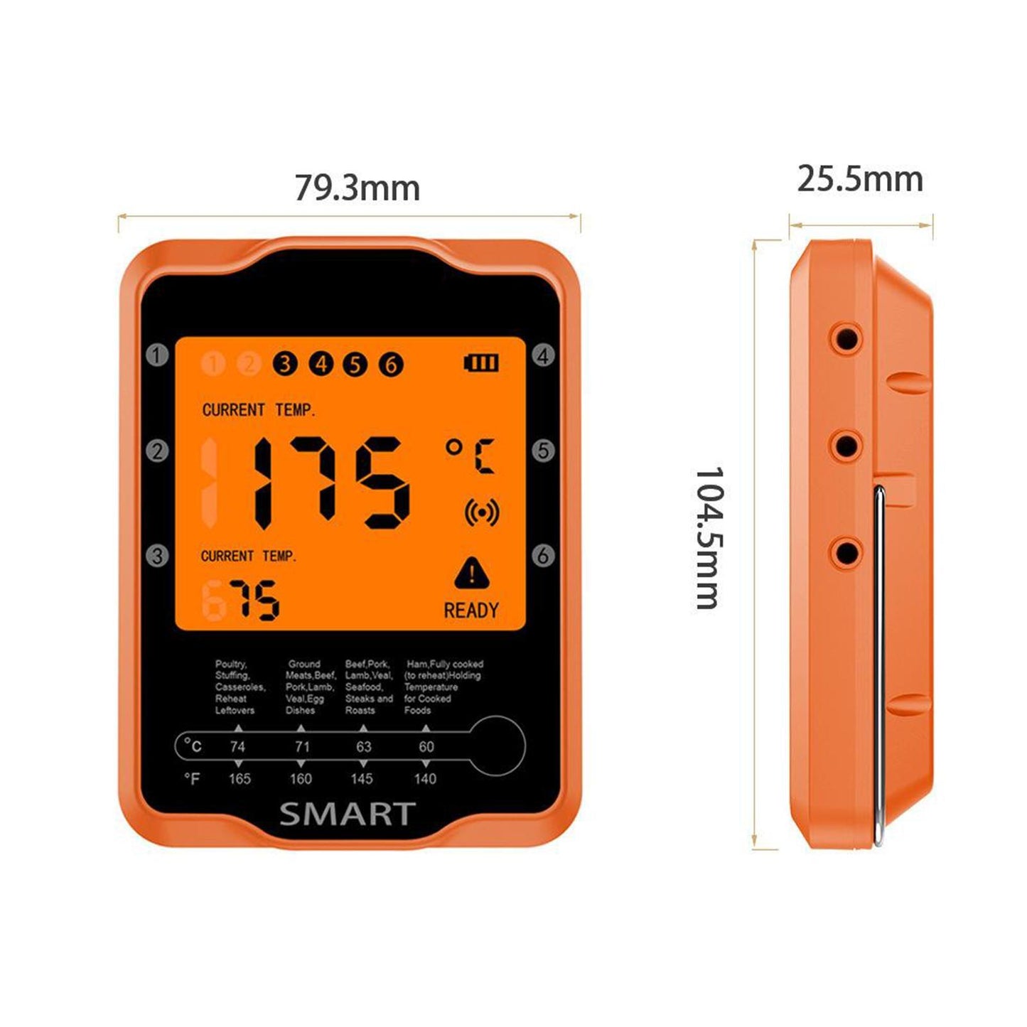 Digital Instant Read Meat Thermometer Cooking Wireless Bluetooth Thermometer 4 Probes