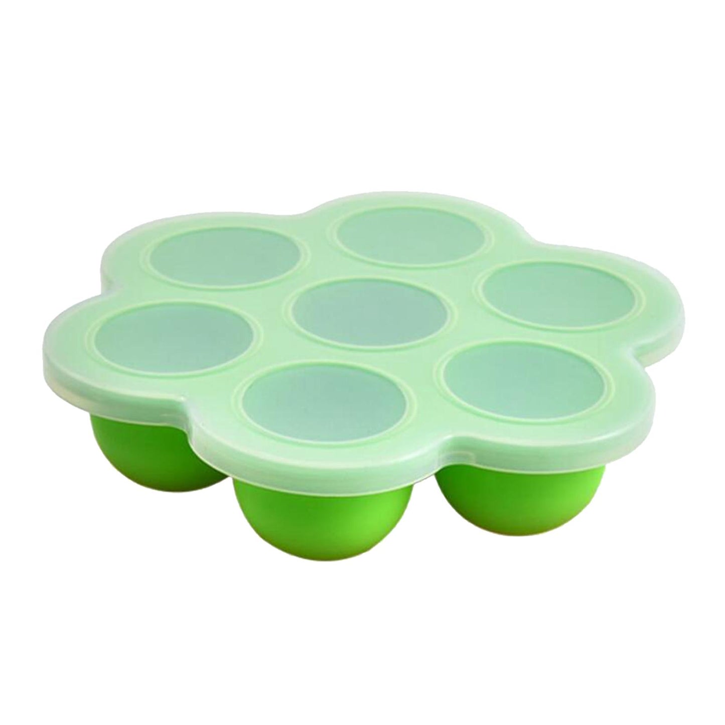 Infant Breast Milk Freezer Tray Weaning Storage Box 7 Grids with Clip-on Lid green