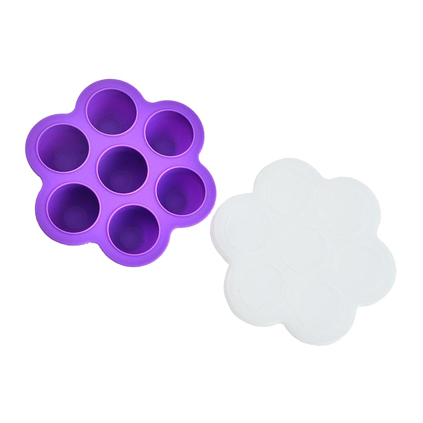 Infant Breast Milk Freezer Tray Weaning Storage Box 7 Grids with Clip-on Lid purple