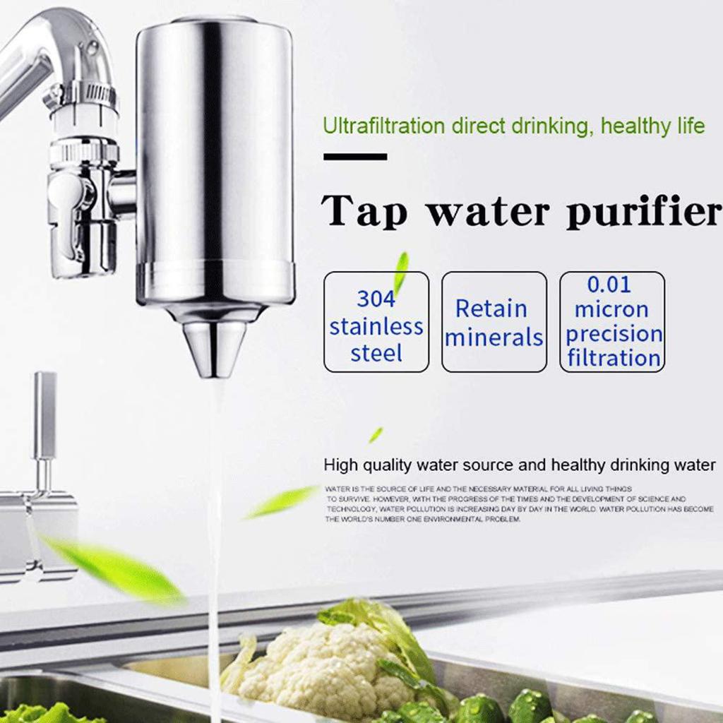 Stainless Faucet Mount Water Filter BPA Free Activated Carbon Water Purifier