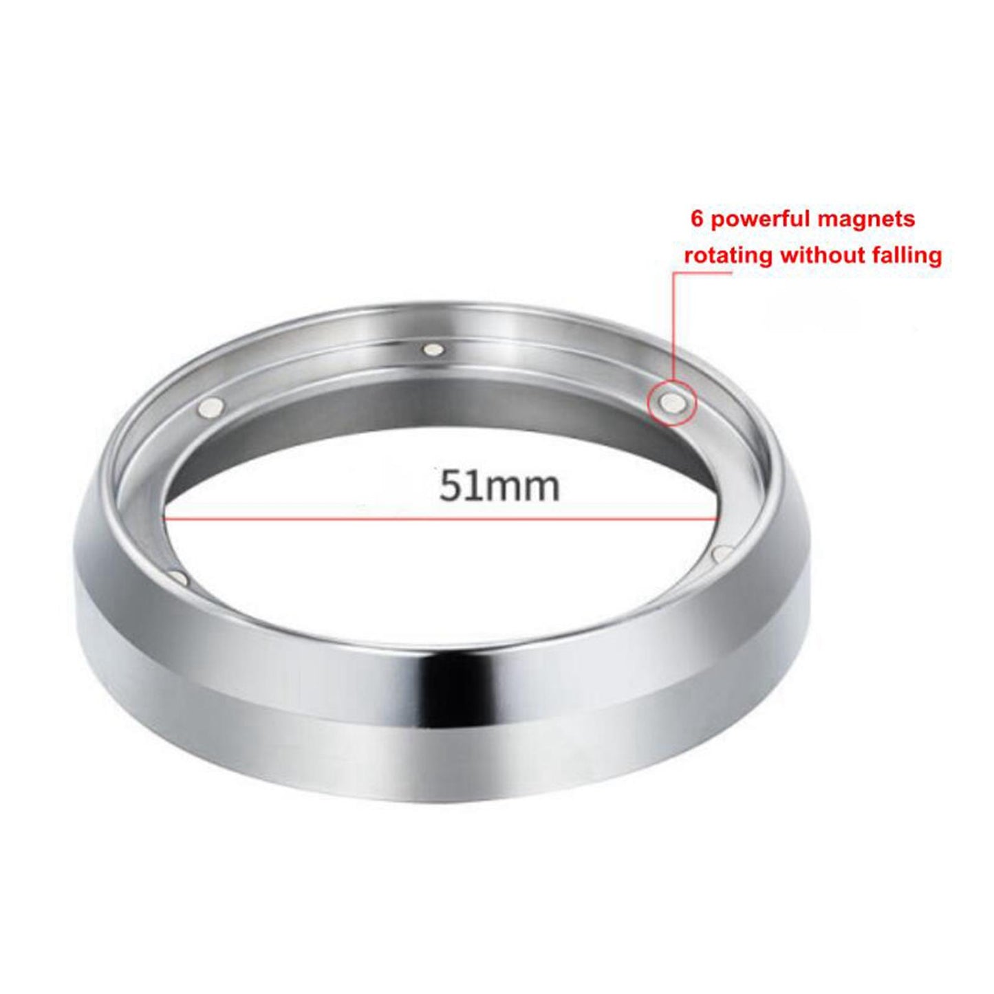 Stainless Steel Espresso Coffee Dosing Ring Funnel 51mm Magnetic