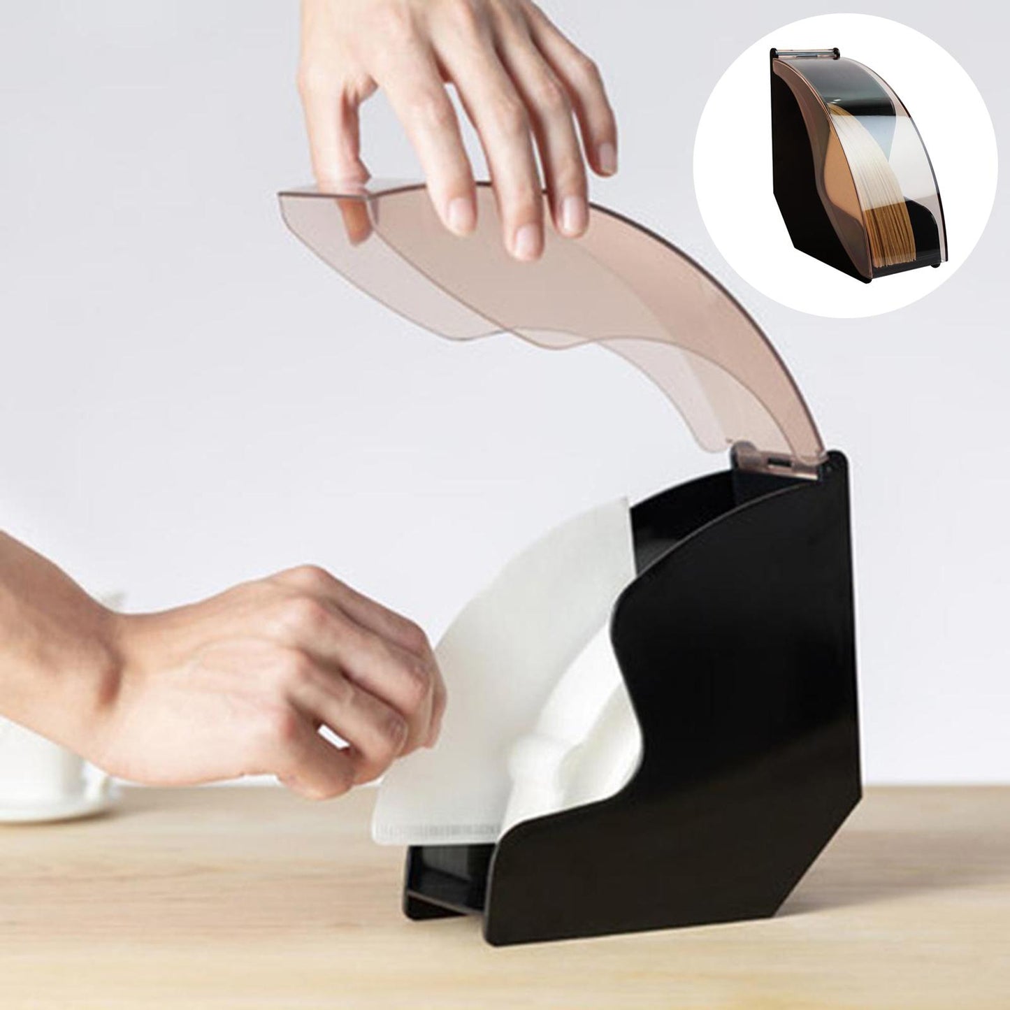 Dust-proof Large Coffee Filter Holder Box Dispenser Shelf for Home Kitchen black