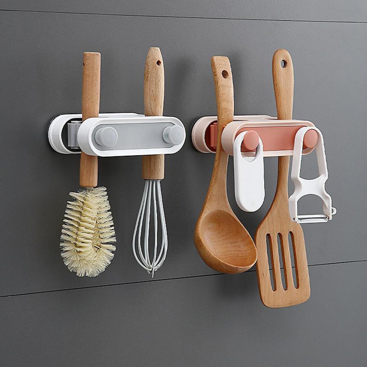 Heavy Duty Broom Mop Holder Wall-mount Storage Rack Closet Laundry Organizer White