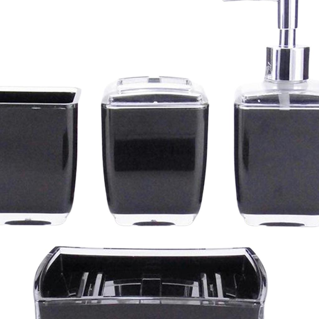 Set 4 pcs Bathroom Accessory Set Soap Dispenser Toothbrush Holder Tumbler