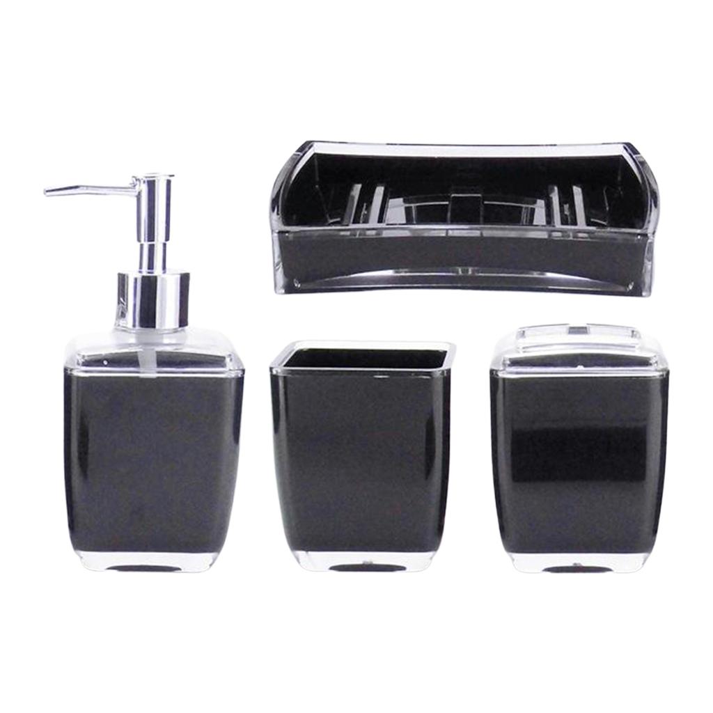 Set 4 pcs Bathroom Accessory Set Soap Dispenser Toothbrush Holder Tumbler