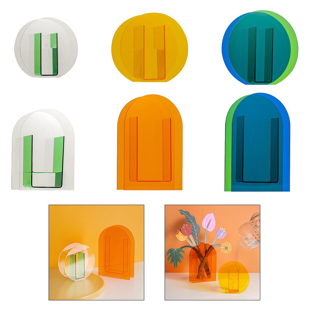 Acrylic Vase Flower Planter Pots Container Home Garden Decoration Style 1