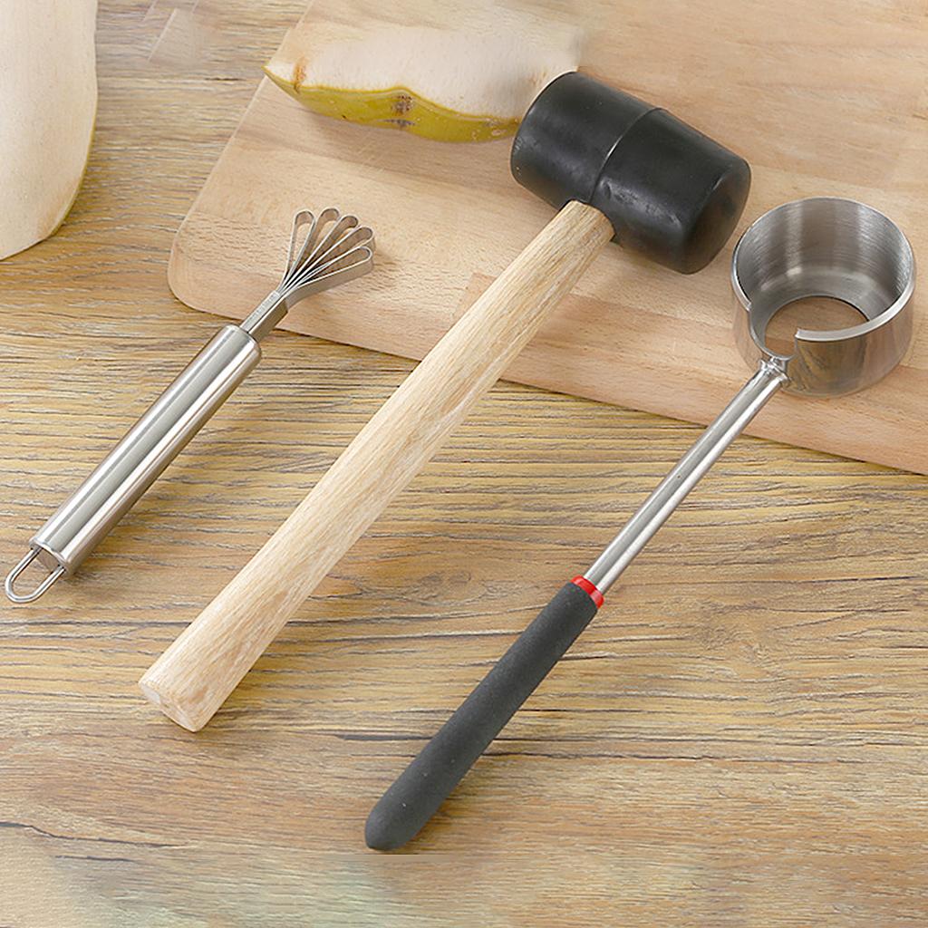 Stainless Steel Coconut Shell Opener Puncher Hammer Kit Kitchen Tool Style 3