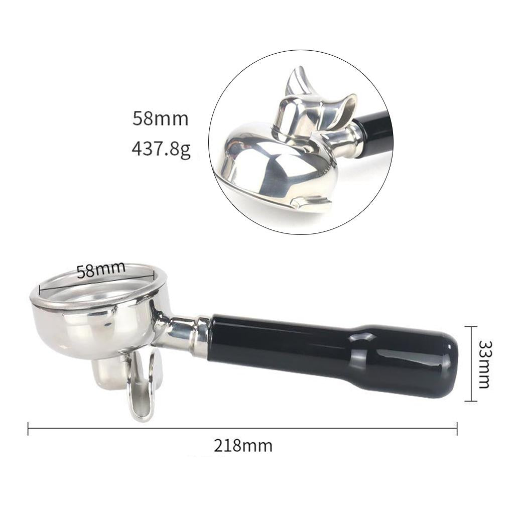 58mm Portafilter with Spout for Expobar E61 Coffee Machine, Stainless Steel Dual Spouts A