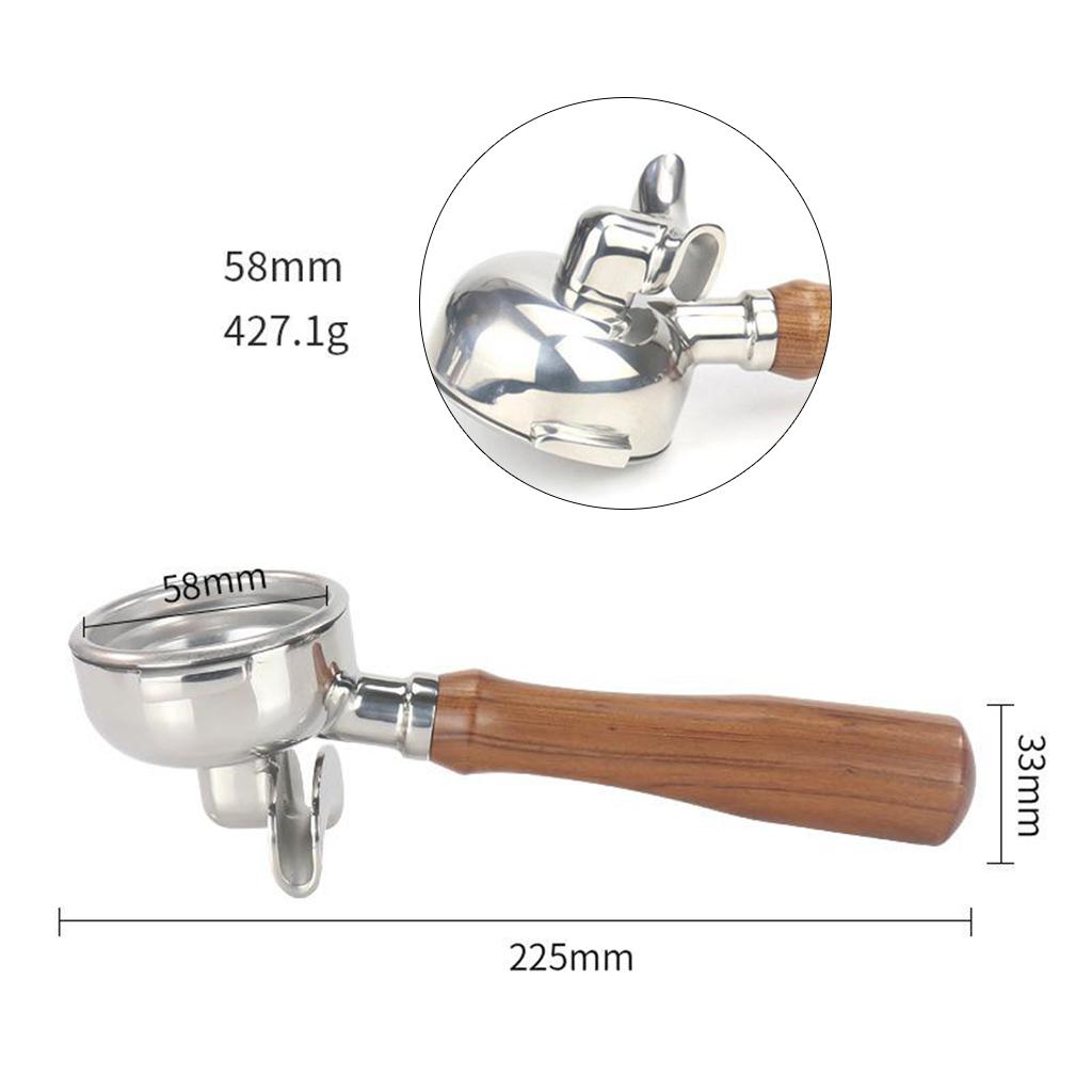 58mm Portafilter with Spout for Expobar E61 Coffee Machine, Stainless Steel Dual Spouts C