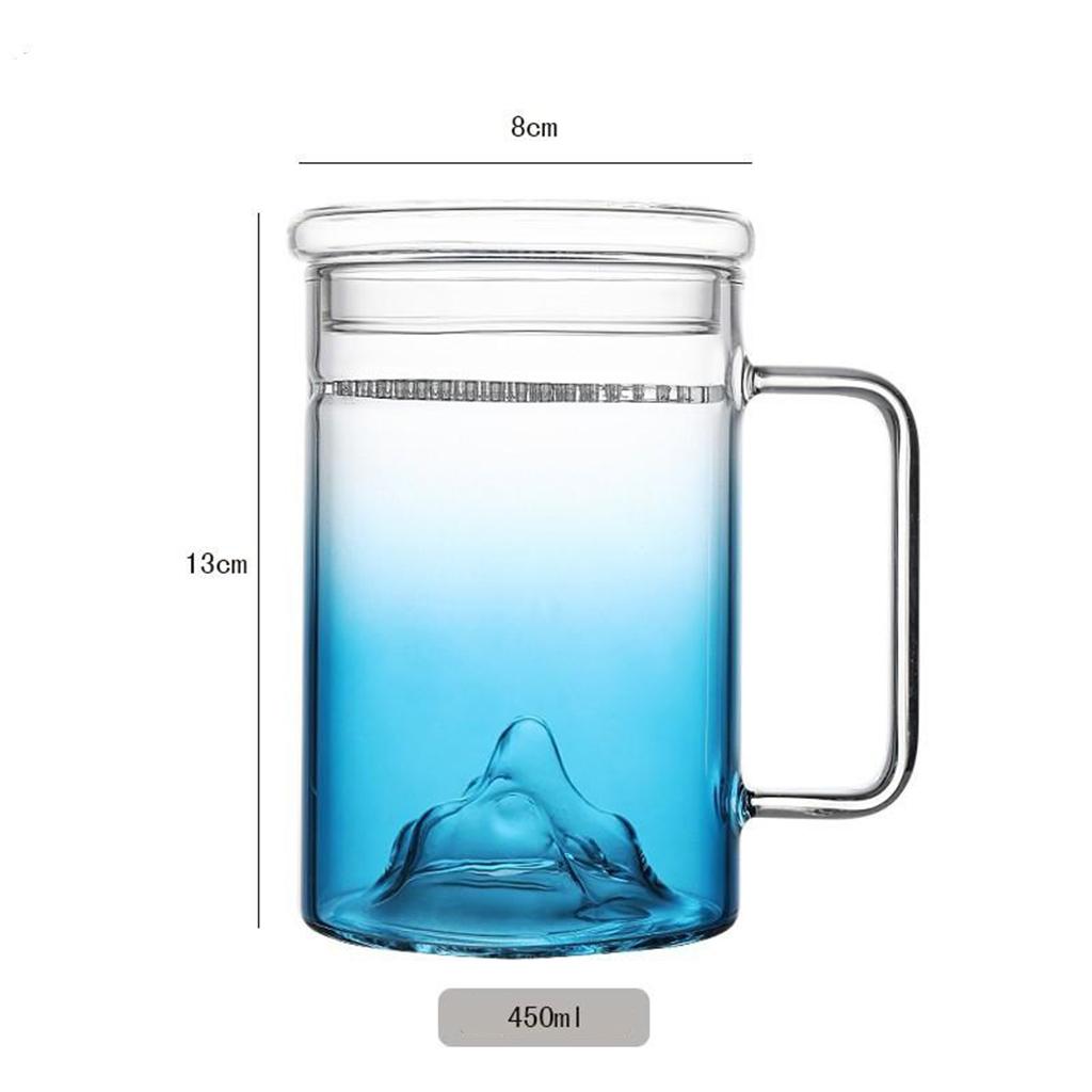 Glass Tea Cup with Lid Filter Glass Cup Travel Teacup Teaware Water Mug Blue