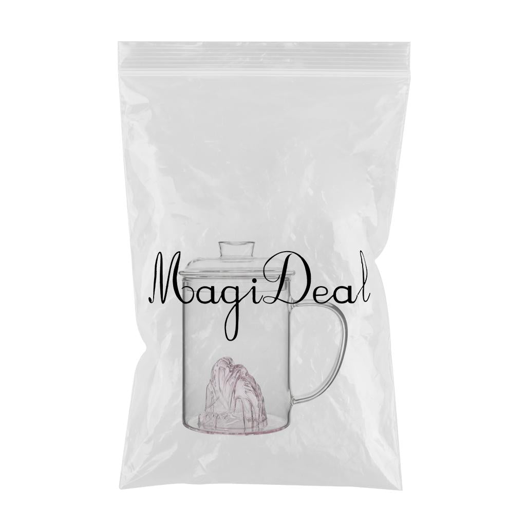 Glass Tea Cup with Lid Filter Glass Cup Travel Teacup Teaware Water Mug Pink