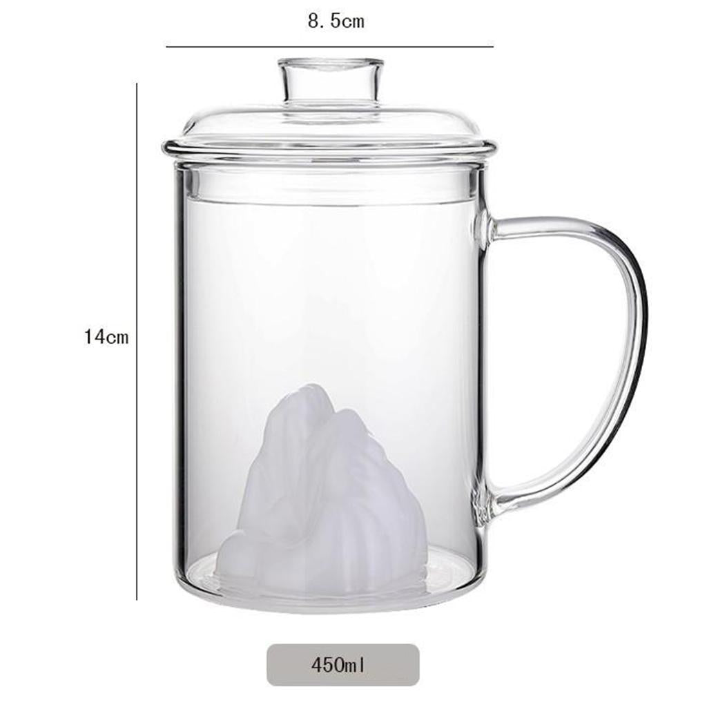 Glass Tea Cup with Lid Filter Glass Cup Travel Teacup Teaware Water Mug White