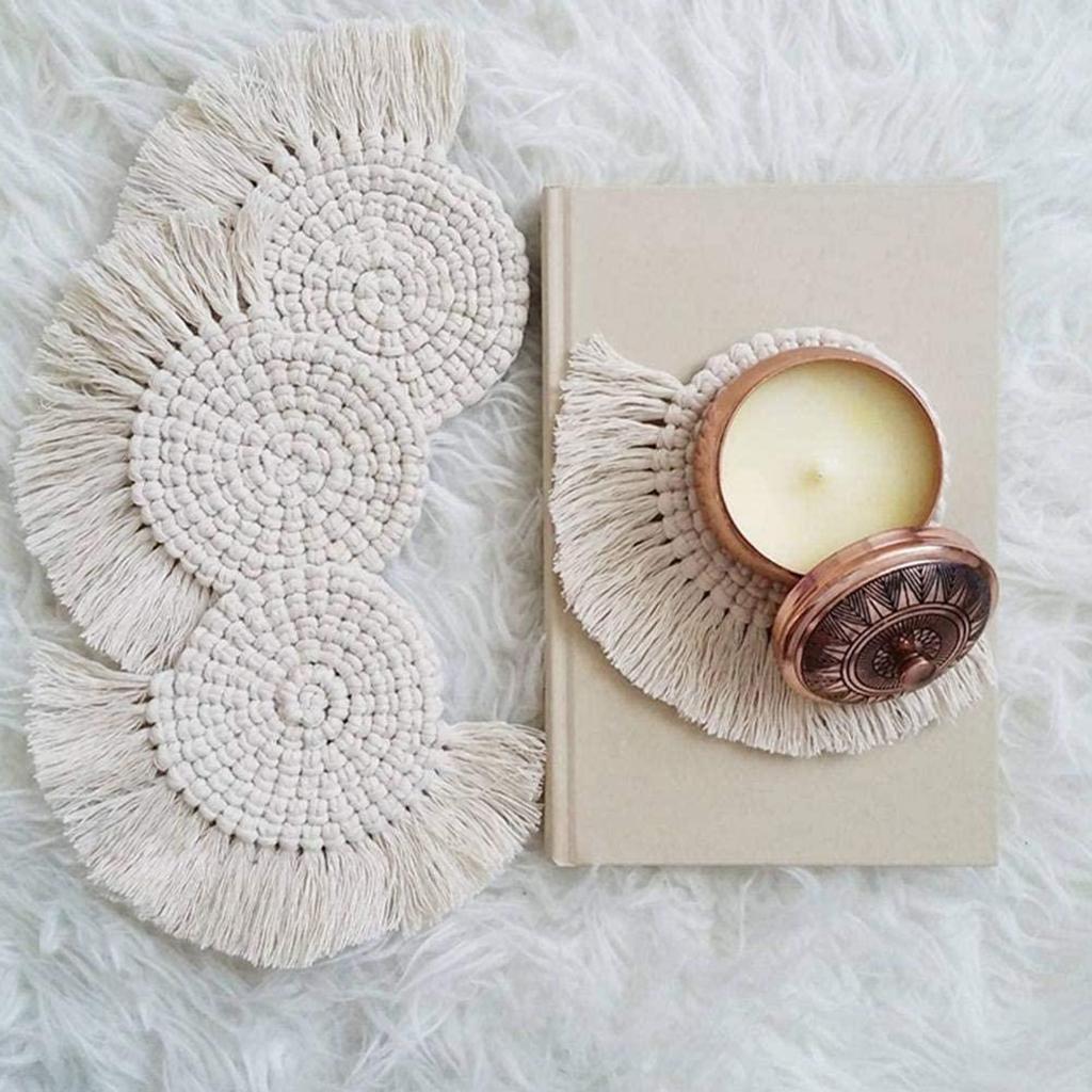 Handmade Braided Cup Mat Macrame Coasters Pad Table Mat Cotton Style 2
