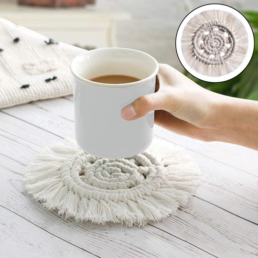 Handmade Braided Cup Mat Macrame Coasters Pad Table Mat Cotton Style 3