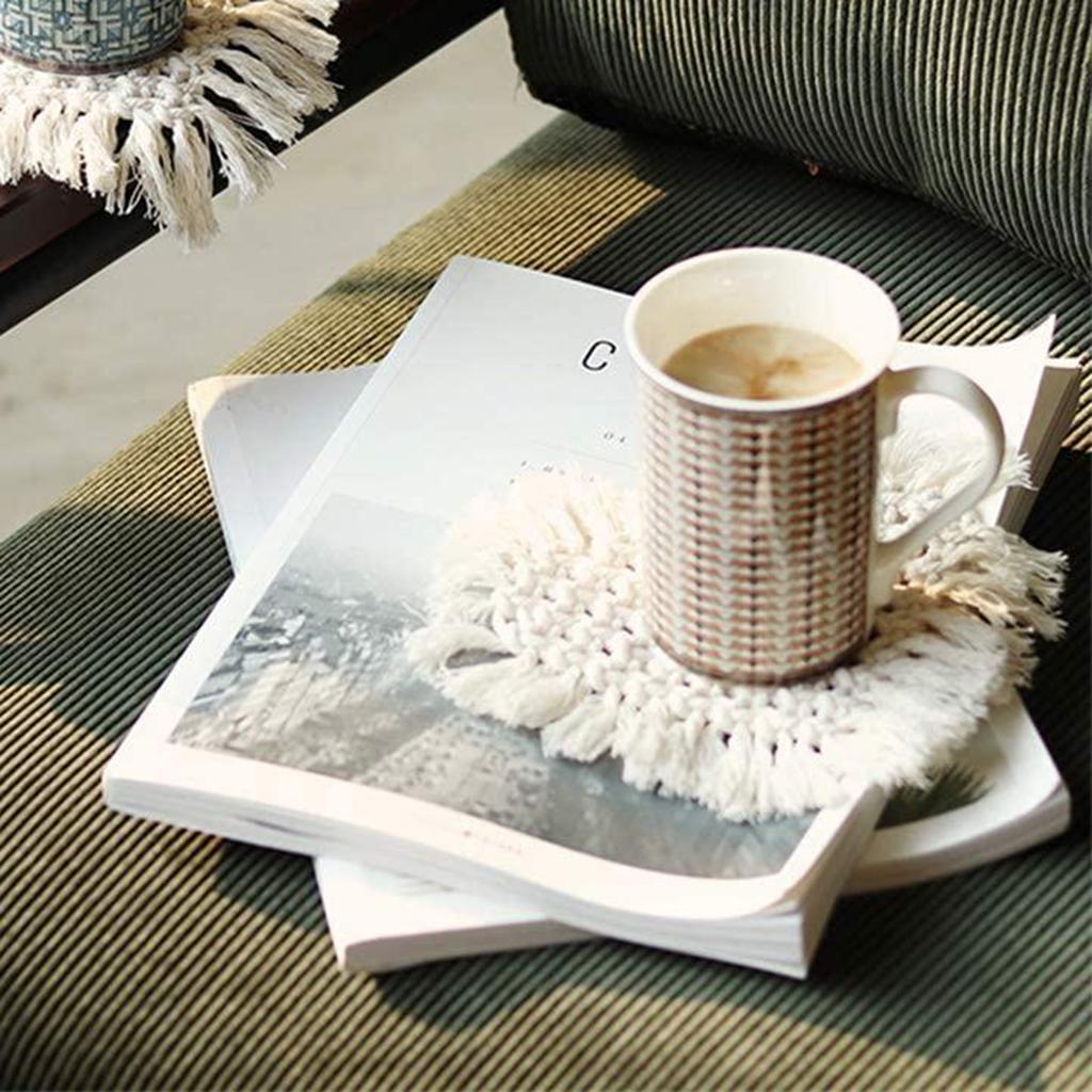 Handmade Braided Cup Mat Macrame Coasters Pad Table Mat Cotton Style 4