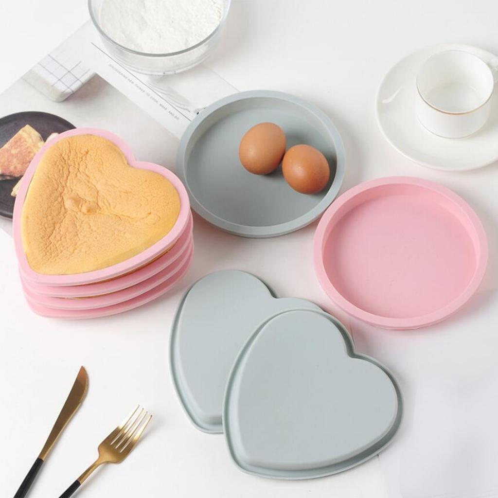 Silicone Cake Mold Cake Heart Shape Mousse Cake Moulds 8Inch Pink