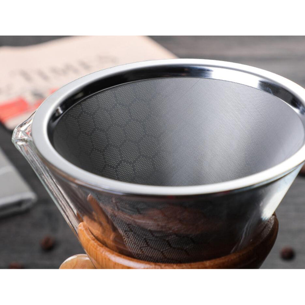 21 oz Pour Over Coffee Maker Reusable Anti-Scald Wooden Handle Transparent 600ml with Filter