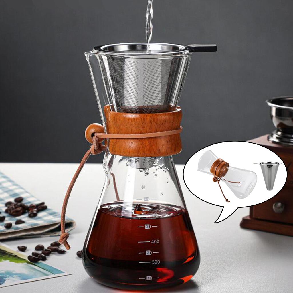 Heat Resistant Glass Teapot Coffee Tea Leaf Herbal Pot 600ml with Filter