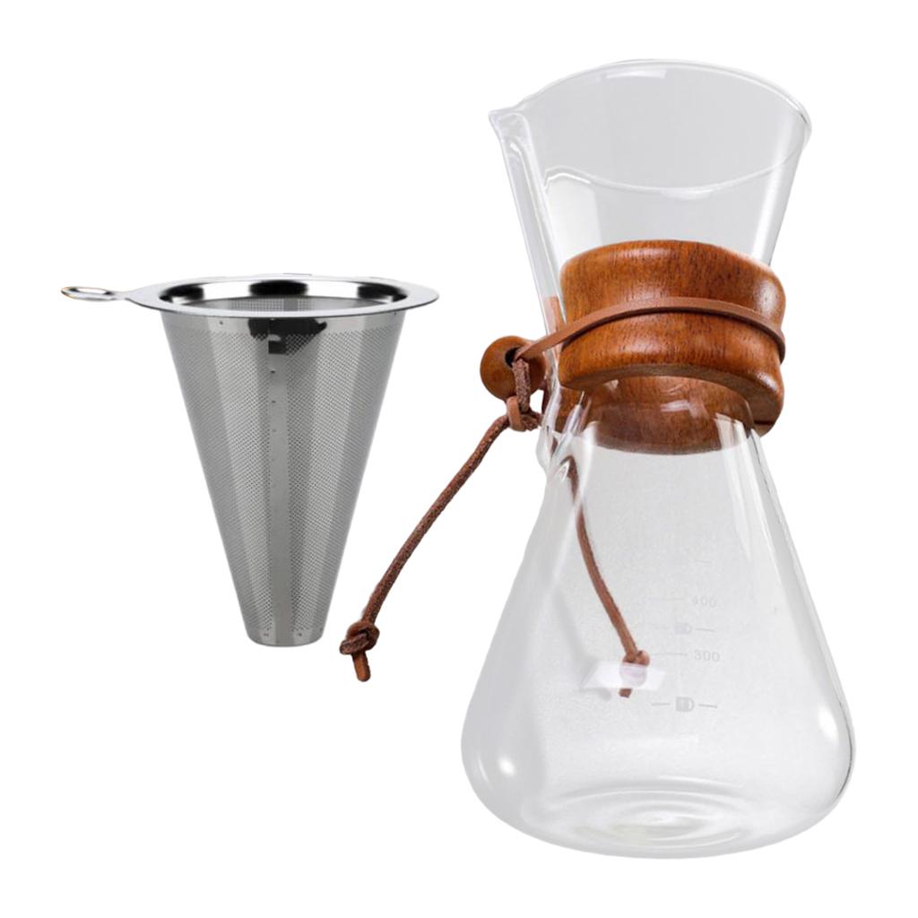 Heat Resistant Glass Teapot Coffee Tea Leaf Herbal Pot 600ml with Filter