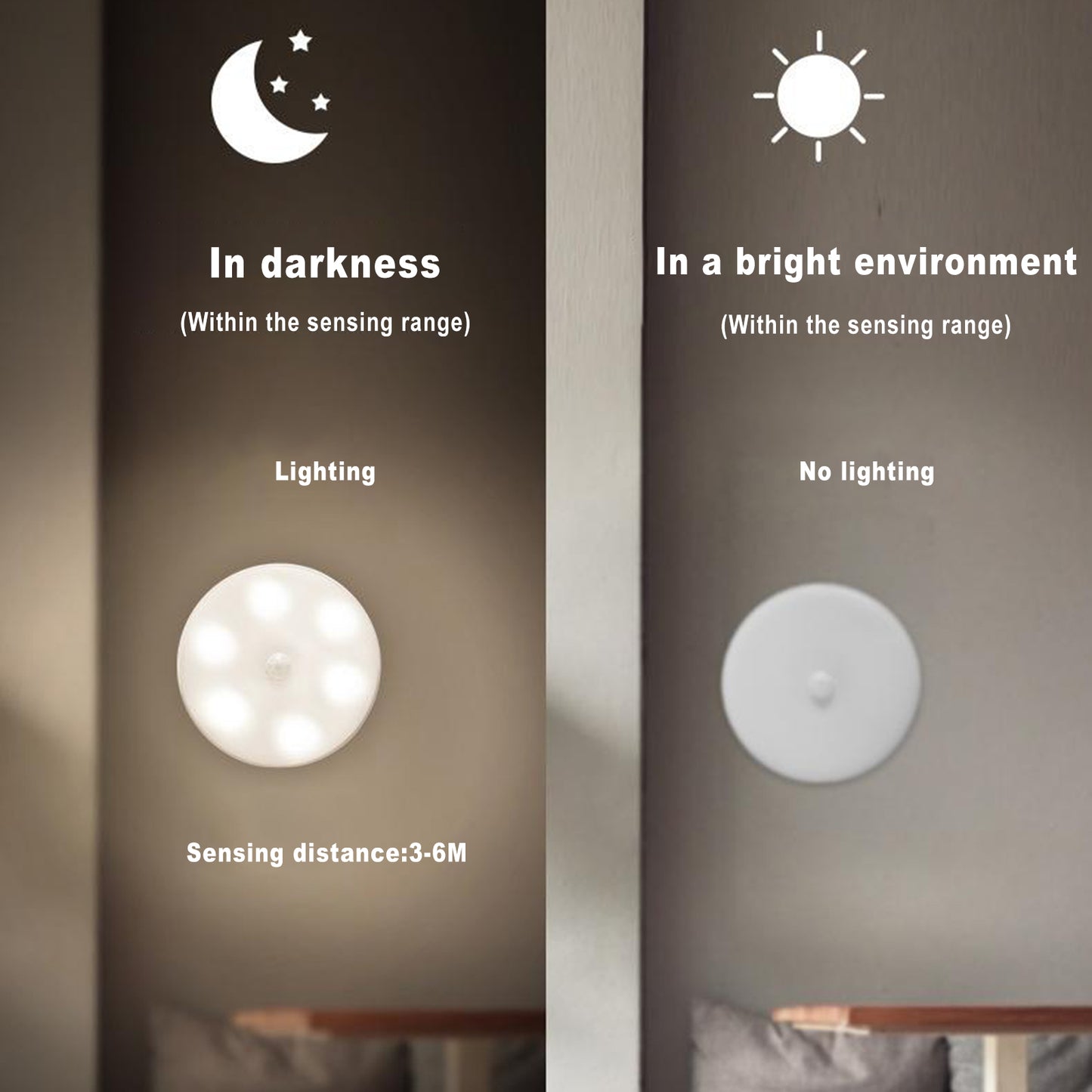 LED Motion Sensor Night Light Living Room Bedroom Lamp Choice 2 Warm Light