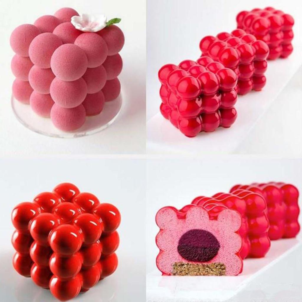 6-Cavity White 3D Cube Silicone Mousse Cake Muffin Mold Tray For DIY Candle
